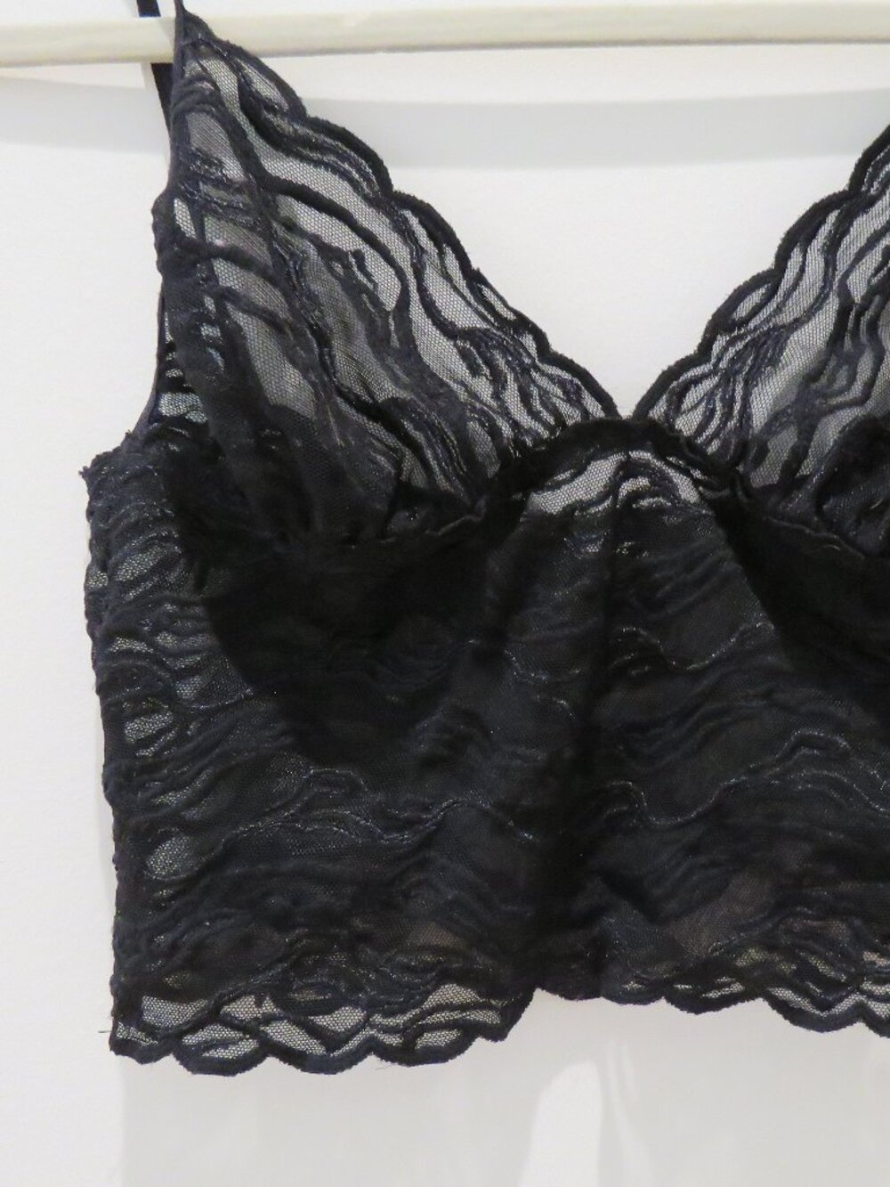 VINTAGE BCBG INTIMATES Semi Sheer Black Babydoll Cami Crop Top Black Whimsigoth - Picture 5 of 10